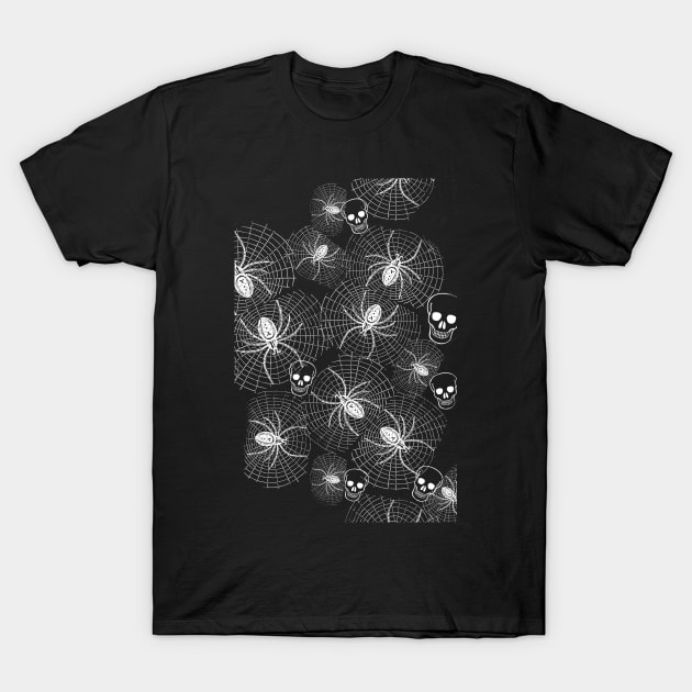 Spiders and Skulls Inverted T-Shirt by RoxanneG